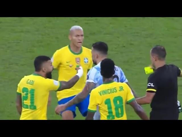 Nicolás Otamendi Vs Marquinhos Argentina Fight Vs Brazil Furious Moments Copa America Final 2021