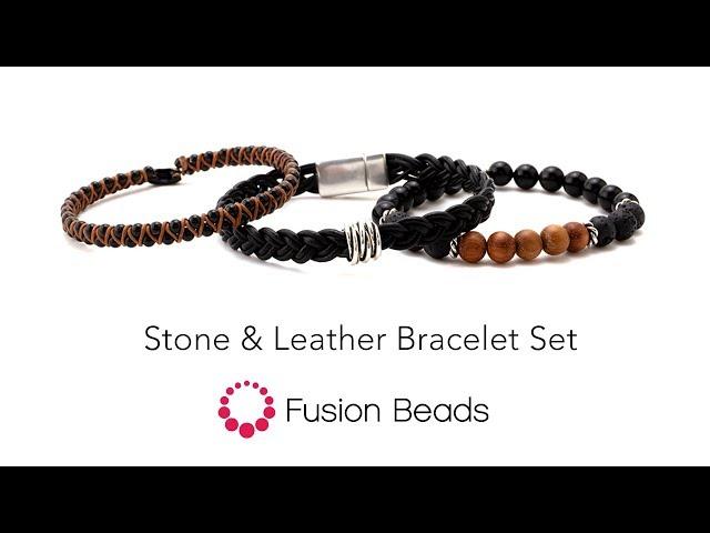 Learn how to create the Stone and Leather bracelet set by Fusion Beads