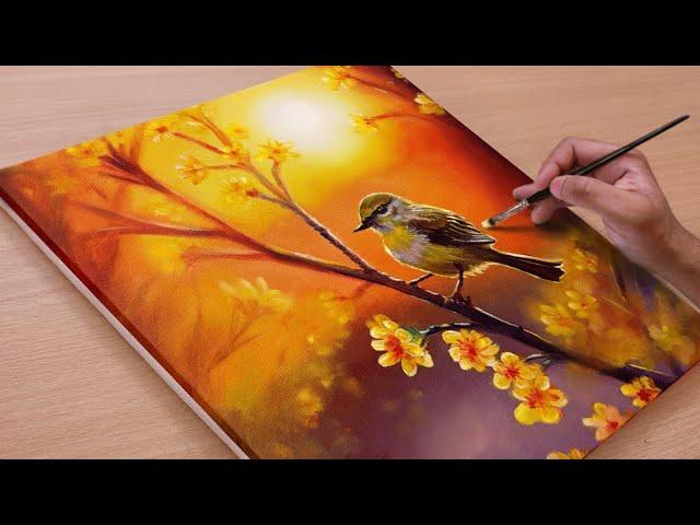 How to Draw a Sunset Scenary / Acrylic Painting for Beginners / STEP BY STEP #74