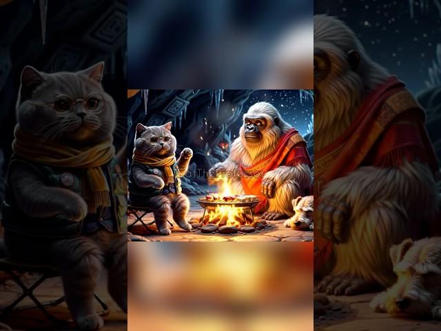 Yeti Rescued Cat & Dog in Snow Cold Night #yetismash #cat #catvideos #cattheprofessor  #bigfoot