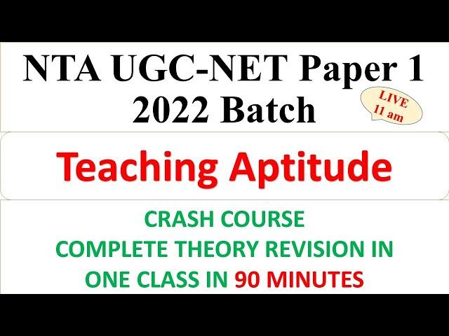 Complete Teaching Aptitude Crash Course in 90 Minutes - UGC NET Paper 1 2022 - Dr Triptii