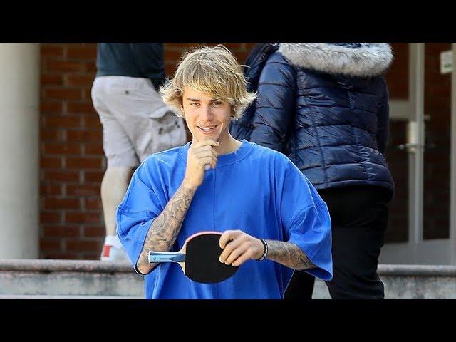 Justin Bieber Plays Ping Pong, Eats Poke