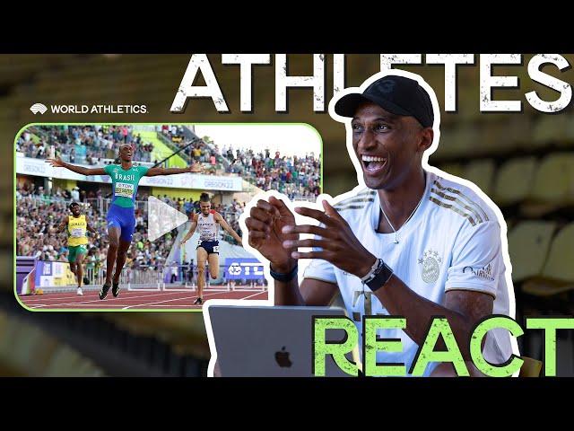 's Alison dos Santos reacts to record-breaking 400m hurdles gold medal | Athletes React