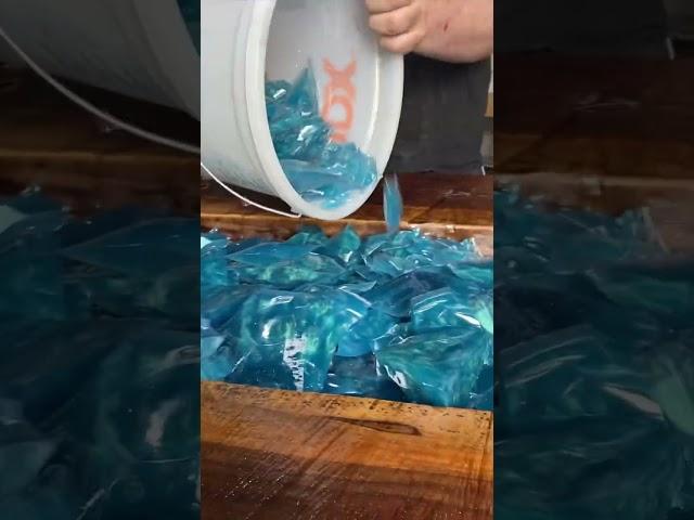 Pouring epoxy rocks