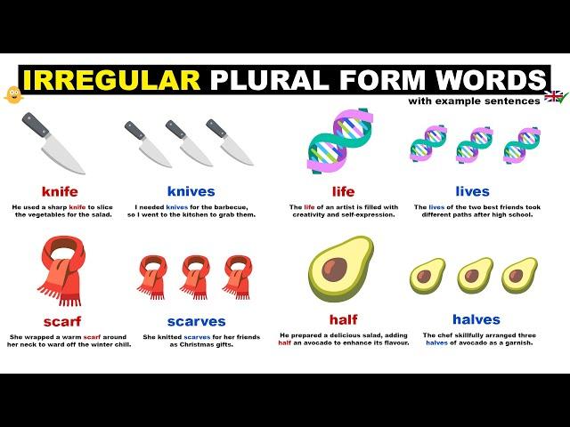 Irregular Plural Form Words in English - English Vocabulary For Kids