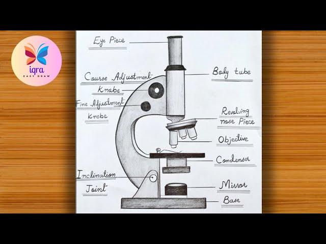 Microscope Drawing Easy/How to Draw Compound Microscope Step by Step For Beginners | Pencil drawing