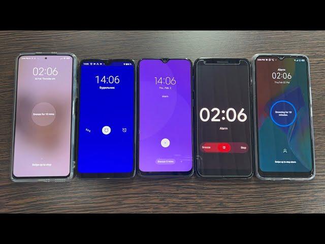 Alarm Clock & Five Samsung Galaxy S8 edge & Z Flip3 & Oppo & Realme