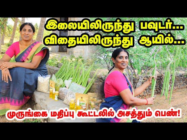 முருங்கை Oil , Powder, Seed | மூலனூர் குட்டை முருங்கை சாகுபடியில் அசத்தும் பெண் | Value Added