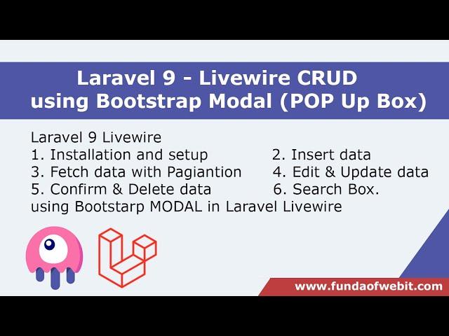 Laravel 9 Livewire CRUD using Bootstrap Modal with Pagination, Search bar & Validation in Livewire