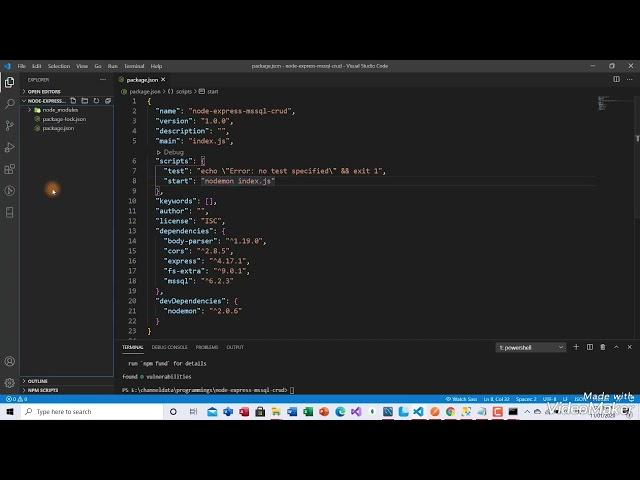 (1)-الجزء الاول من سلسلة  rest API using Nodejs and Sql server DB