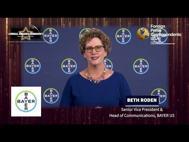 Senior VP of BAYER, Beth Roden addresses the Foreign Press Correspondents in the USA
