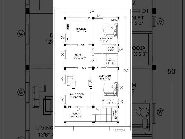 simple north facing house plan | 1300 sqft house plan #houseplans #homeplan #housedesign #homedesign