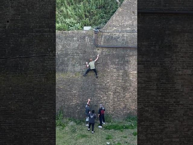 Toby catapult escape from a moat. Full video on our channel #storror #parkour