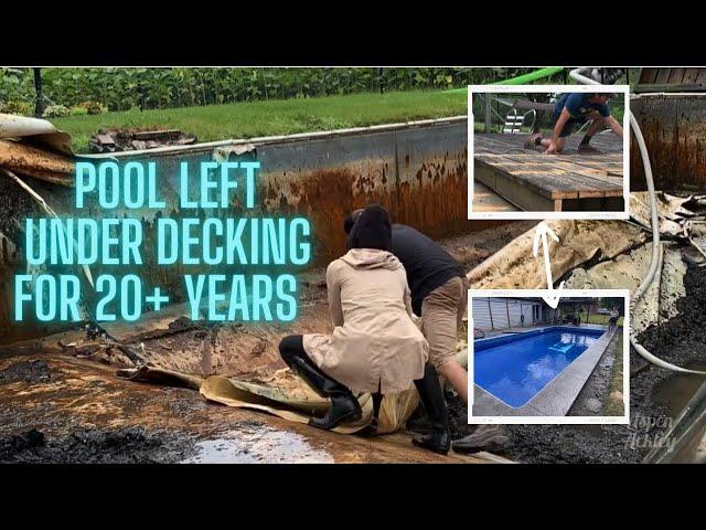 POOL COVERED OVER WITH DECKING RESTORED AFTER 20+ YEARS