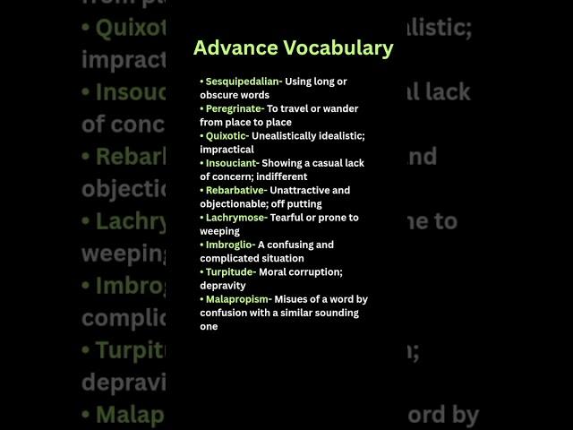 Advance Vocabulary  #english #learnenglish #vocabulary #englishspeaking #vocabs #ielts #ows