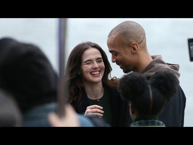 Zoey Deutch kisses Kendrick Sampson filming Something From Tiffany's in New York City