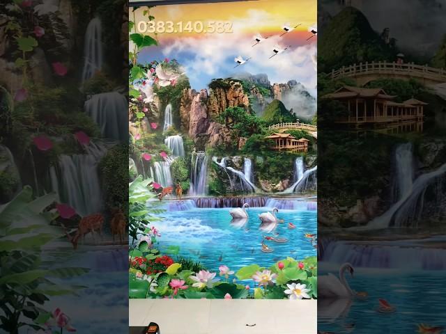 Tranh dán tường 3d phòng khách cảnh sơn thuỷ hữu tình đẹp nhất