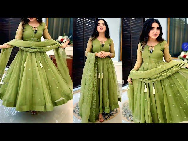 Anarkali frock/orgenza anarkali frock cutting & stiching/Long frock/16 panel anarkali frock sewing