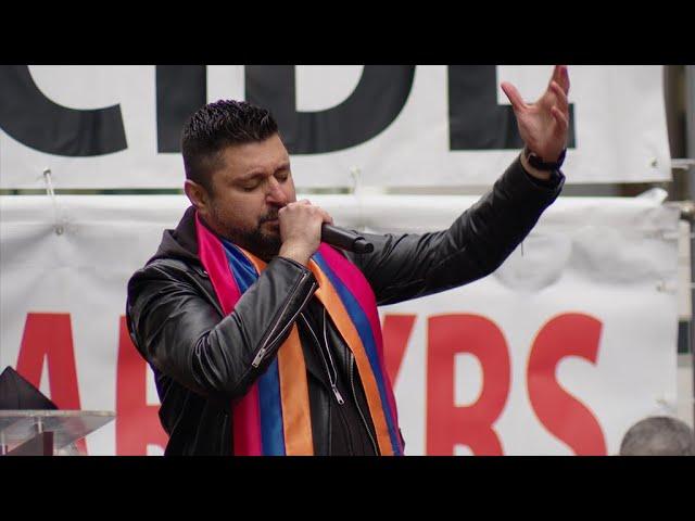 Harout Bedrossian and His Band performing in Times Square.