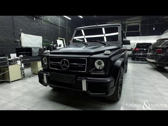 Матовая покраска авто в Киеве - черный Mercedes G-class G55 AMG, год после перекраски!