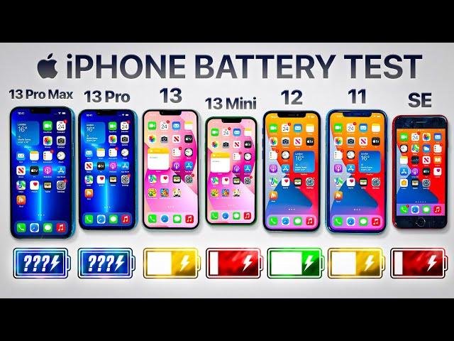 iPhone 13 Pro Max vs 13 Pro / 13 / 13 Mini / 12 / 11 / SE - Battery Life DRAIN TEST