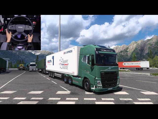 Volvo FH4 through Swiss Mountain Roads - Euro Truck Simulator 2 | Steering wheel gameplay