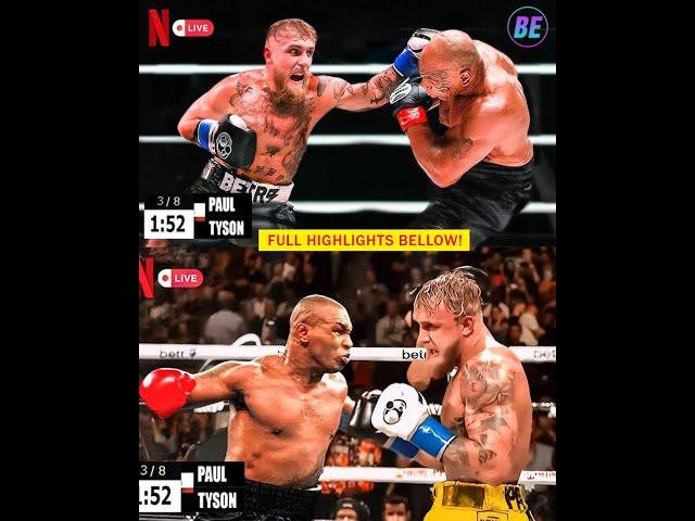 Mike Tyson vs Jake Paul |Knockdowns | Full FIGHT HIGHLIGHTS | BOXING BATTLE FIGHTS | TKO #PaulTyson