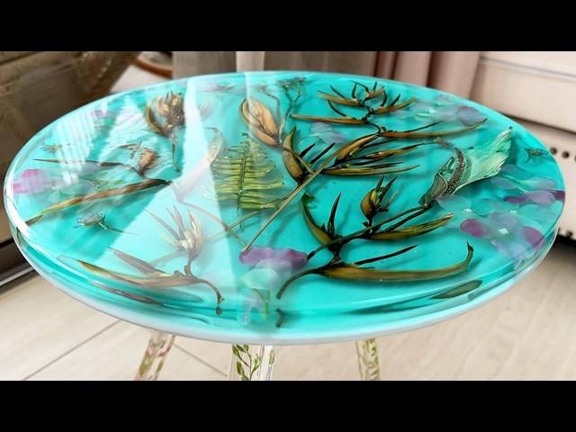 Resin Art Tutorial. Amazing Flower Table. Epoxy Resin Legs.