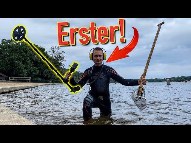 Hier hat noch KEINER AUSSER MIR mit einem Metalldetektor gesucht!! (Schatzsuche im Wasser)