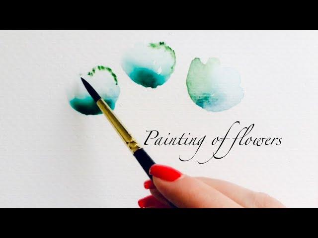 easy drawing of flowers . with watercolor technique