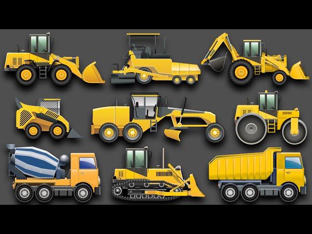 Learning Construction Vehicles for Kids - Construction Equipment Bulldozers Dump Trucks Excavators