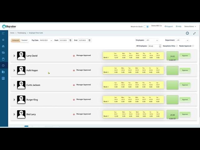 Bayview Payroll Services - View and Edit Employee Time Cards