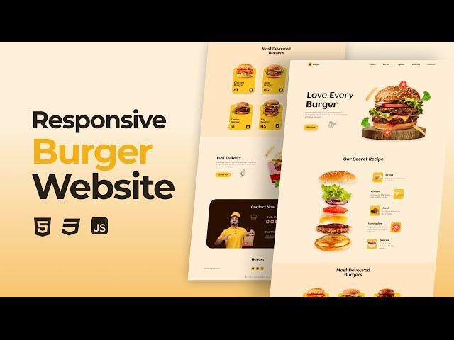 Responsive Burger Website Design Using HTML CSS And JavaScript