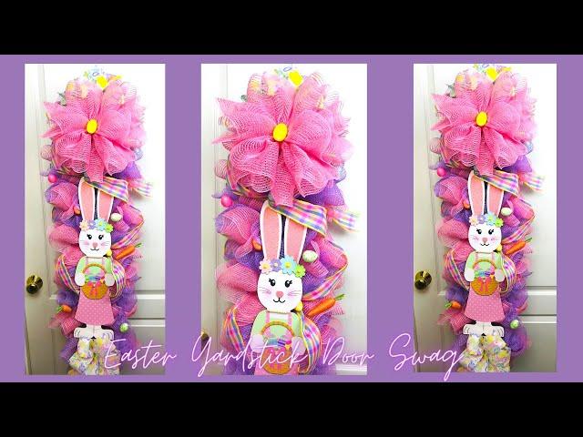EASTER YARDSTICK DOOR SWAG WREATH CENTERPIECE GARLAND DIY FOR SPRING DOLLAR TREE CRAFTS DIYS