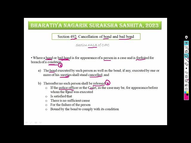 SECTION 492 OF BNSS || CANCELLATION OF BOND AND BAIL BOND || LAW EXPLORER