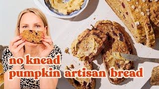 No-Knead Pumpkin Cranberry Walnut Harvest Bread | from The Ambitious Kitchen Cookbook