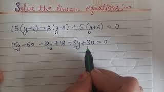 15(y-4)-2(y-9)+5(y+6)=0  Solve linear equation in one minute  #shortvideo    #mathematicsclass8