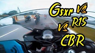 Highway Battle | Gsxr vs R15 vs CBR |  2wheelerslife