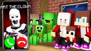 How ART THE CLOWN Called To JJ and Mikey Family At Night - in Minecraft Maizen!