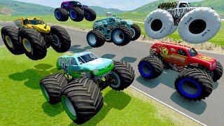 Mud Battle Racing, Monster Jam Freestyle Jumps and Crashes - BeamNG Random