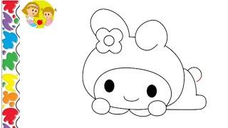 How to draw my melody | Sanrio | cute easy melody drawing tutorials | easy melody drawing