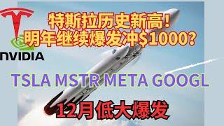 特斯拉重回巅峰，明年更high？googl meta aapl 均历史新高！