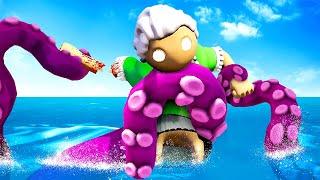 Granny Gets RIPPED Apart by Kraken - Gang Beasts (Funny Moments)