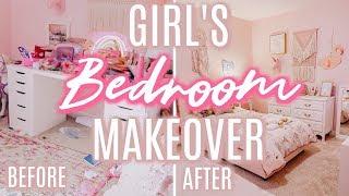 GIRL'S PINK BEDROOM MAKEOVER | Clean & Rearrange with Me