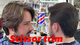 Men’s hairstyles,how to do a full scissor trim #tomcruisestyle #bestbarber #tutorial #keanureeves