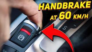 We engage electronic handbrake at speed (in some cars you never heard of) - what will happen?