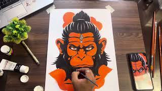 How To Draw Hanuman Ji, Hanuman Ji Painting , Step by Step Tutorial 