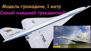 The model is a whopper, 39 inch. The most elegant civil passenger aircraft "Tu-144" in 1/72 scale.