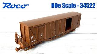 HOe scale bogie Box Car Closed Wagon - Unboxing & Review | Secondhand Model Railway Roco 34522