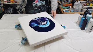 Acrylic Pour Painting with a Blowdryer and a Spinner!